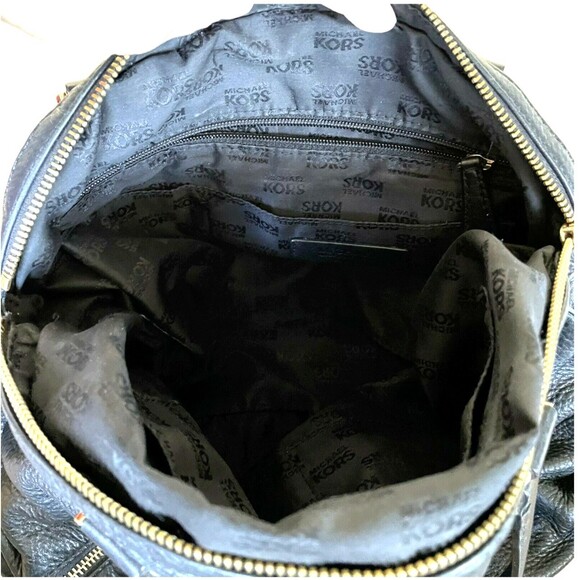 Michael Kors AQ-1206 Black Pebbled Leather Handbag Satchel - Authentic - Picture 11 of 12